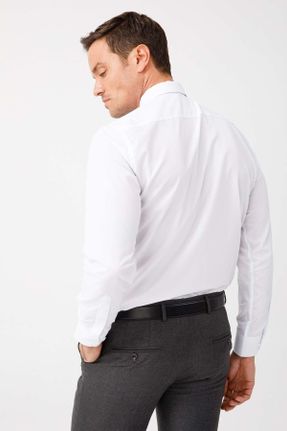 پیراهن سفید مردانه پنبه - پلی استر رگولار کد 57183025