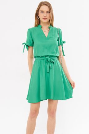 لباس سبز زنانه بافتنی رگولار بند دار کد 828998448