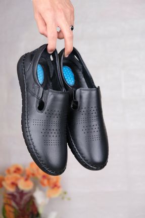 کفش کژوال مشکی مردانه چرم طبیعی پاشنه کوتاه ( 4 - 1 cm ) پاشنه ساده کد 823379318