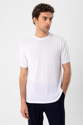 تی شرت سفید مردانه رگولار یقه گرد کد 696726391
