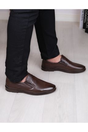 کفش کژوال قهوه ای مردانه چرم طبیعی پاشنه کوتاه ( 4 - 1 cm ) پاشنه نازک کد 829341711