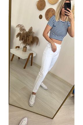 شلوار جین سفید زنانه پاچه تنگ AG - کد 827672895