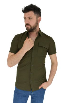 تی شرت خاکی مردانه رگولار پنبه (نخی) کد 713607669
