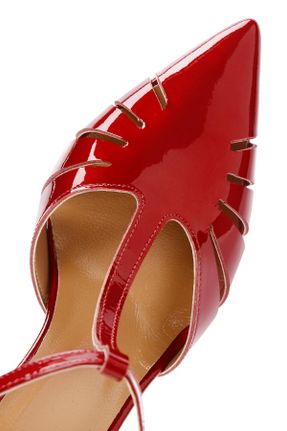 کفش پاشنه بلند کلاسیک قرمز زنانه چرم طبیعی پاشنه نازک پاشنه متوسط ( 5 - 9 cm ) کد 829489767