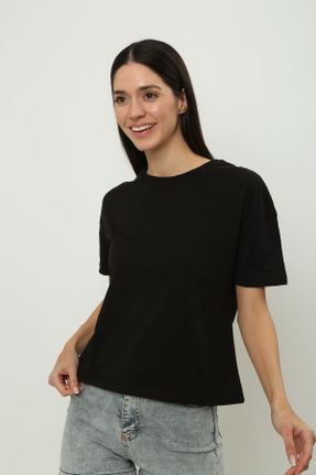 تی شرت مشکی زنانه رگولار یقه گرد کد 820763809