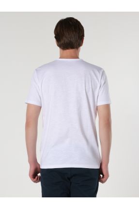 تی شرت سفید مردانه رگولار یقه هفت کد 743011481