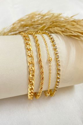 دستبند جواهر طلائی زنانه کد 826018246
