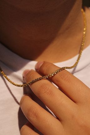 گردنبند استیل ( فولاد ) طلائی زنانه استیل (فولاد) Owentis - کد 374227026