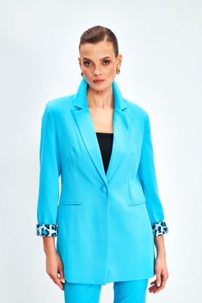 کت آبی زنانه فرم فیت پلی استر آستر دار کد 270793312