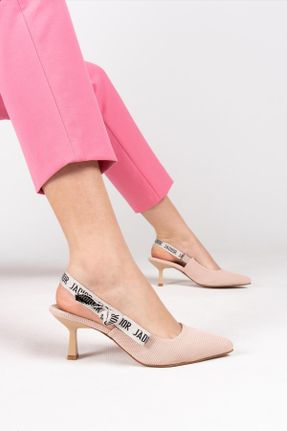 کفش پاشنه بلند کلاسیک بژ زنانه پاشنه نازک پاشنه متوسط ( 5 - 9 cm ) کد 826954376
