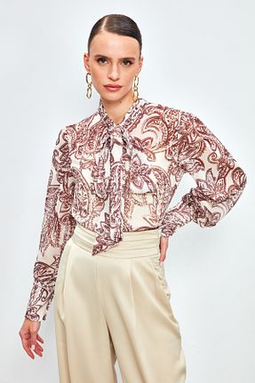 پیراهن قهوه ای زنانه رگولار Sateen - کد 786073470
