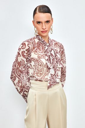 پیراهن قهوه ای زنانه رگولار Sateen - کد 786073470
