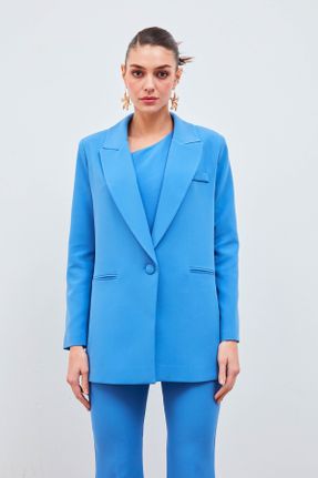 کت آبی زنانه فرم فیت آستر دار کد 660651551