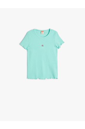 تی شرت سبز بچه گانه رگولار پنبه (نخی) یقه گرد تکی کد 801759556