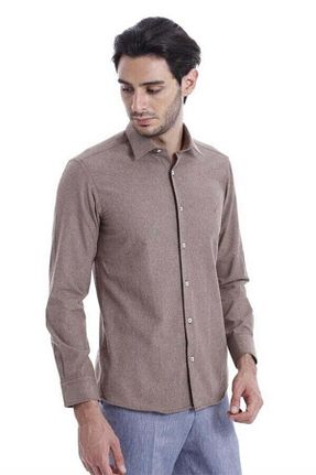 پیراهن قهوه ای مردانه اسلیم فیت Wessi - کد 830600128