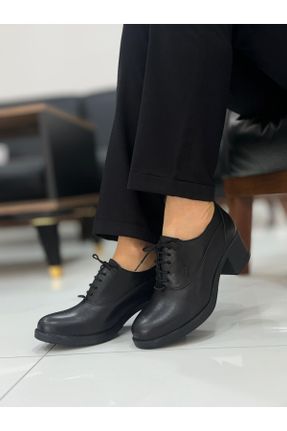 کفش پاشنه بلند کلاسیک مشکی زنانه چرم پاشنه ساده پاشنه کوتاه ( 4 - 1 cm ) کد 830513419