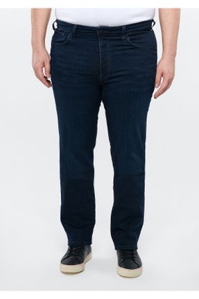 شلوار جین آبی مردانه پاچه لوله ای پنبه (نخی) کد 65464554