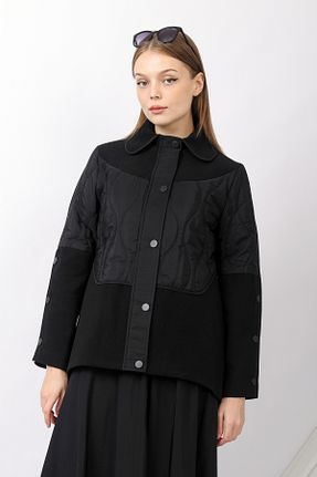 پالتو پشمی مشکی زنانه رگولار Trenç - کد 830858143