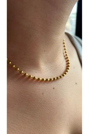 گردنبند استیل طلائی زنانه فولاد ( استیل ) کد 830820567