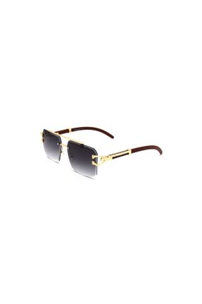 عینک آفتابی طلائی زنانه 59+ UV400 فلزی سایه روشن هندسی کد 805756937