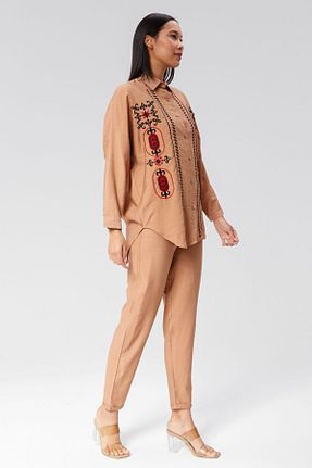 ست بالاتنه و پائین تنه قهوه ای زنانه بافتنی BAJAR - کد 830836449