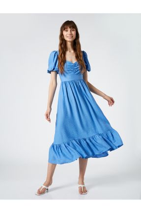 لباس آبی زنانه بافتنی رگولار آستین-کوتاه کد 723400550