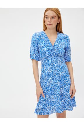 لباس آبی زنانه بافتنی رگولار آستین-کوتاه کد 723400583
