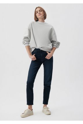 شلوار جین سرمه ای زنانه پاچه تنگ فاق بلند پنبه (نخی) استاندارد کد 761941118