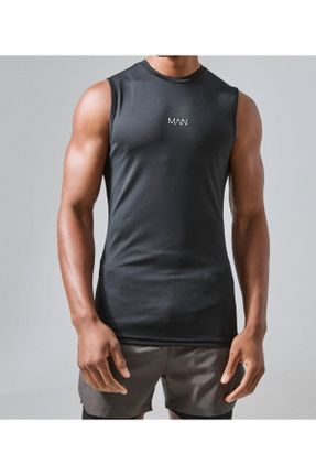تی شرت مشکی مردانه اسلیم فیت یقه گرد پلی استر پوشاک ورزشی کد 830958533