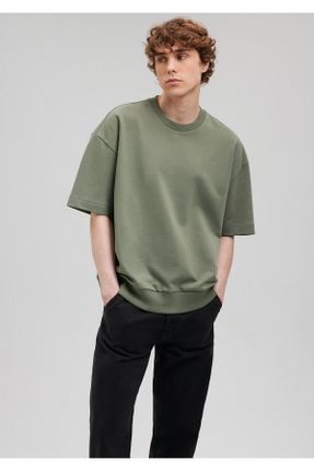 تی شرت سبز مردانه یقه گرد پنبه (نخی) اورسایز تکی کد 804370996