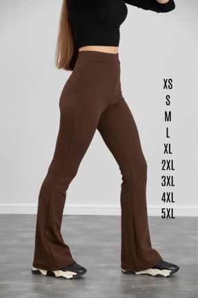 ساق شلواری قهوه ای زنانه بافتنی اسلیم فیت فاق بلند کد 815687826