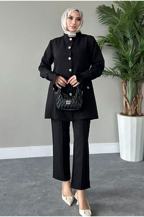 ست بالاتنه و پائین تنه مشکی زنانه بافتنی Kağanbutik - کد 819202237