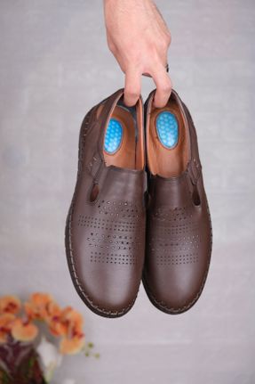 کفش کژوال قهوه ای مردانه چرم طبیعی پاشنه کوتاه ( 4 - 1 cm ) پاشنه ساده کد 823379300