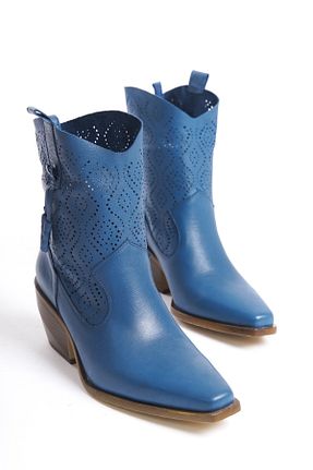 بوت / نیم بوت آبی زنانه چرم خالص Elile Shoes - کد 824997418
