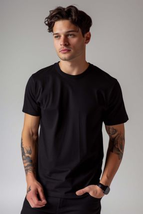 تی شرت مشکی مردانه رگولار یقه خدمه تکی پوشاک ورزشی کد 825662175