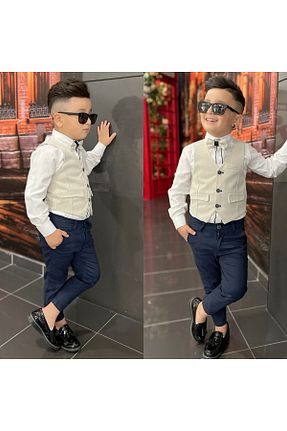 ست بالاتنه و پائین تنه بژ بچه گانه بافتنی rainkids - کد 826545747