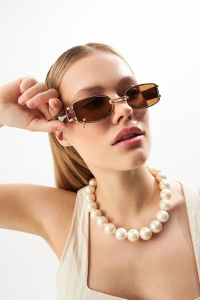 عینک آفتابی زنانه 42 UV400 استخوان مات مستطیل کد 113928234