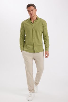 پیراهن سبز مردانه یقه پیراهنی رگولار کد 824214935