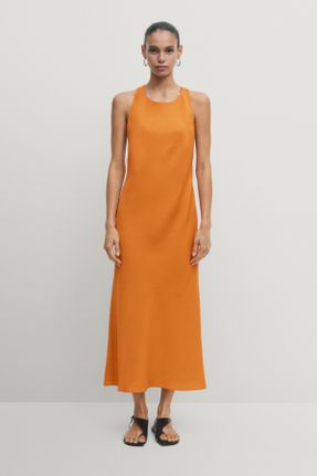 لباس نارنجی زنانه بافتنی ویسکون رگولار کد 803312695