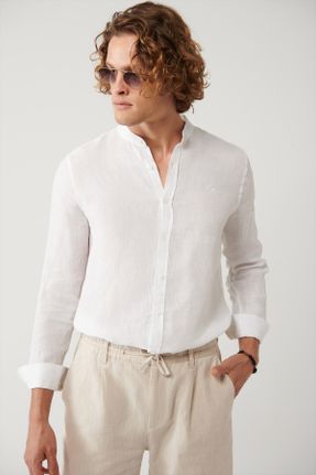 پیراهن سفید مردانه رگولار یقه قاضی کد 713596292