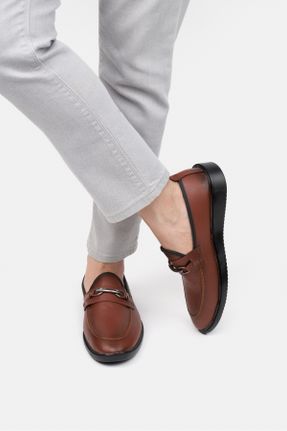 کفش کژوال قهوه ای مردانه چرم مصنوعی پاشنه کوتاه ( 4 - 1 cm ) پاشنه ساده کد 818657180