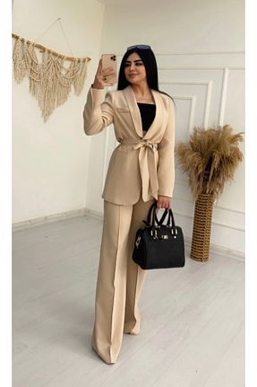 ست بالاتنه و پائین تنه بژ زنانه بافتنی BERİ BUTİK - کد 827415664