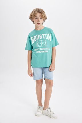 تی شرت سبز بچه گانه رگولار یقه گرد کد 827753375