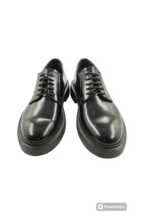 کفش آکسفورد مشکی زنانه چرم طبیعی پاشنه کوتاه ( 4 - 1 cm ) کد 814414420