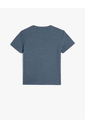 تی شرت آبی بچه گانه رگولار یقه گرد تکی کد 802613994