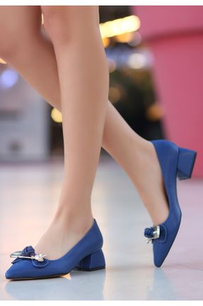 کفش پاشنه بلند کلاسیک آبی زنانه پاشنه ضخیم پاشنه کوتاه ( 4 - 1 cm ) چرم مصنوعی کد 821337547