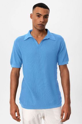 تی شرت آبی مردانه رگولار یقه پولو کد 825971325