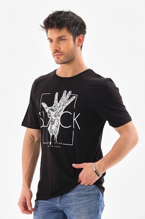 تیشرت مشکی مردانه اورسایز Cuqq Denim - کد 829338249
