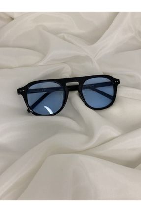 عینک آفتابی آبی زنانه 53 UV400 استخوان مات بیضی کد 120633920