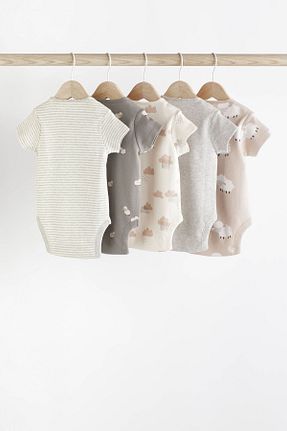 بادی و سرهمی نوزادی طوسی بچه گانه %100 پنبه Next Baby - کد 796090826